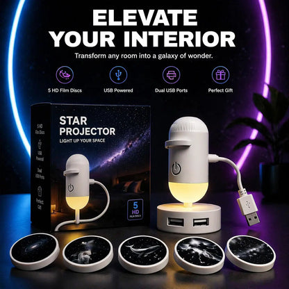 Galaxy Projector 2-In-1 Starry Sky Projector & Night Light USB Galaxy Projector Night Light for Car Ceiling Decor