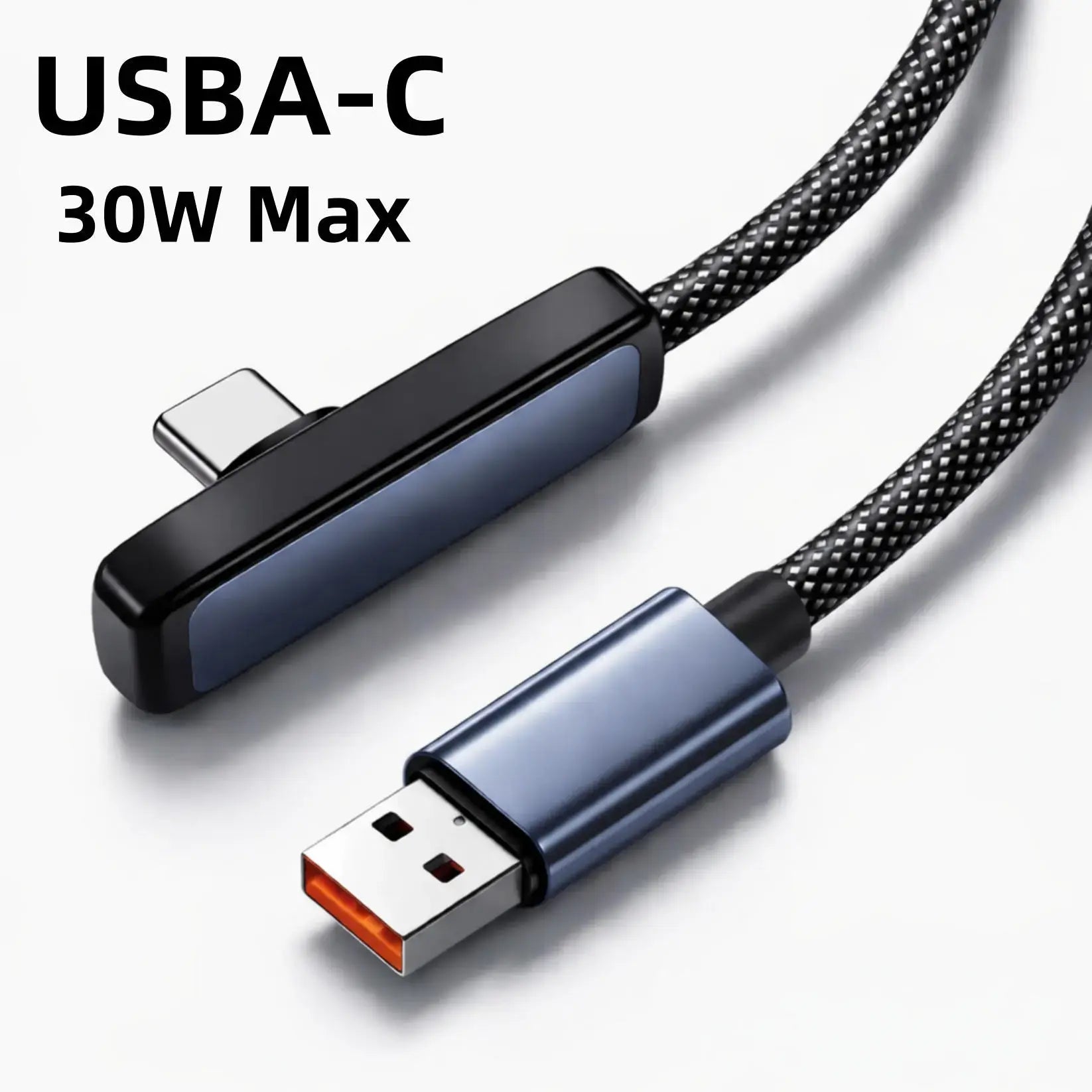 45W Right Angle USB-C to USB-C Cable, 90 Degree PD Fast Charging Braided Charger Cord for Iphone 17/16/15 Pro Max, Ipad, Macbook, Samsung and USB-C Devices, Supports up to 100W, No Hand Blocking Gaming Cable