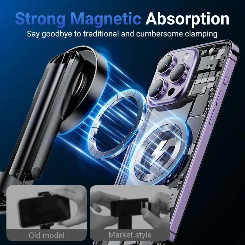 2026 New 3-In-1 Multifunctional Magnetic Mini Selfie Stick with 360° Rotation Compact Stylish Wireless Bluetooth Control Magnetic Phone Holder for Selfies Video Recording Vlogging Compatible with Most Phones Stabilizer Camera